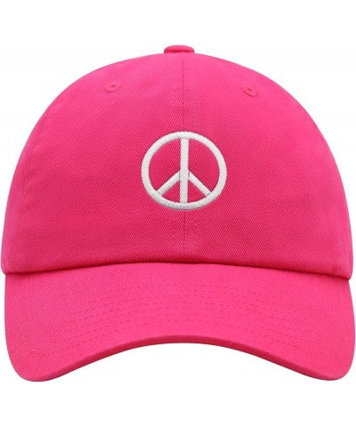 Peace Symbol Premium Dad Hat Embroidered Cotton Baseball Cap White Hot Pink $11.74 Baseball Caps