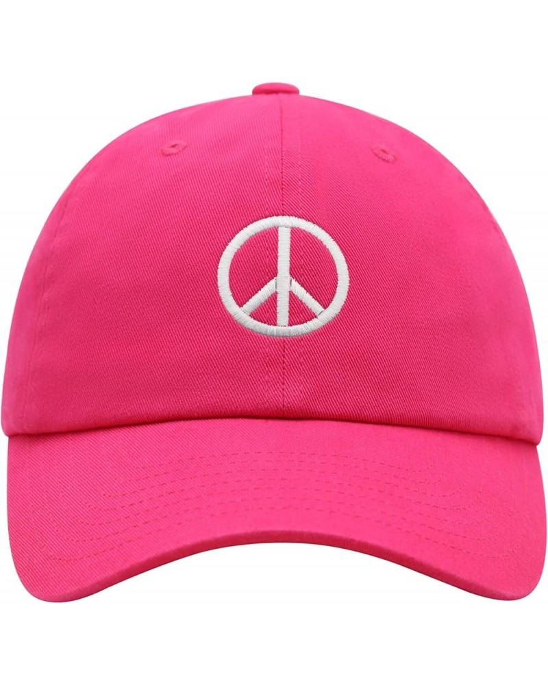 Peace Symbol Premium Dad Hat Embroidered Cotton Baseball Cap White Hot Pink $11.74 Baseball Caps