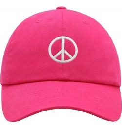 Peace Symbol Premium Dad Hat Embroidered Cotton Baseball Cap White Hot Pink $11.74 Baseball Caps