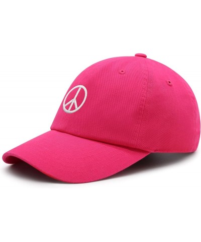 Peace Symbol Premium Dad Hat Embroidered Cotton Baseball Cap White Hot Pink $11.74 Baseball Caps