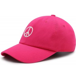 Peace Symbol Premium Dad Hat Embroidered Cotton Baseball Cap White Hot Pink $11.74 Baseball Caps