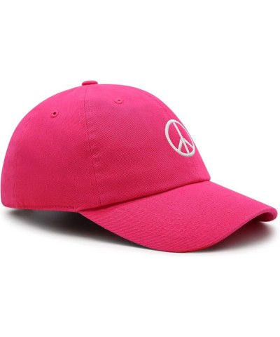 Peace Symbol Premium Dad Hat Embroidered Cotton Baseball Cap White Hot Pink $11.74 Baseball Caps