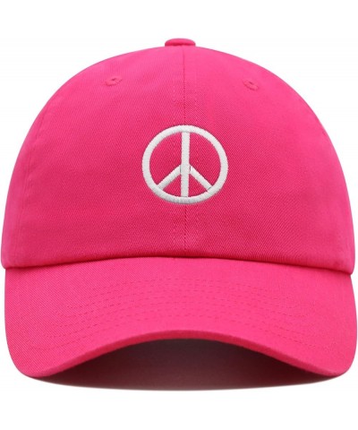 Peace Symbol Premium Dad Hat Embroidered Cotton Baseball Cap White Hot Pink $11.74 Baseball Caps