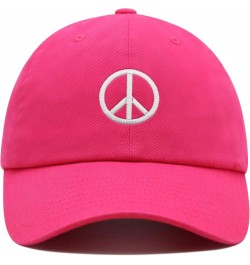 Peace Symbol Premium Dad Hat Embroidered Cotton Baseball Cap White Hot Pink $11.74 Baseball Caps