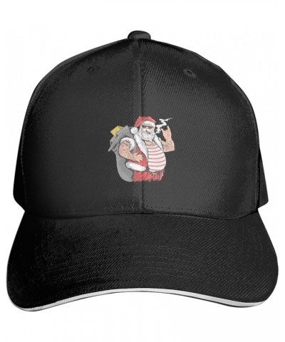 Tattoo Santa Baseball Cap Sandwich Brim Hats for Men Women Adjustable Caps Black $13.77 Baseball Caps