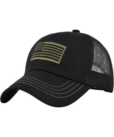 Mesh Breathable Baseball Cap for Mens and Womens USA Flag Embroidered Caps Unisex Casual Adjustable Hat Black $6.14 Sun Hats