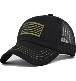 Mesh Breathable Baseball Cap for Mens and Womens USA Flag Embroidered Caps Unisex Casual Adjustable Hat Black $6.14 Sun Hats