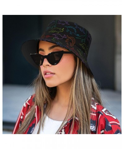 Cute Dinosaur Print Bucket Hats for Women Men Packable Fisherman Summer Beach Sun Cap Hat $12.99 Bucket Hats