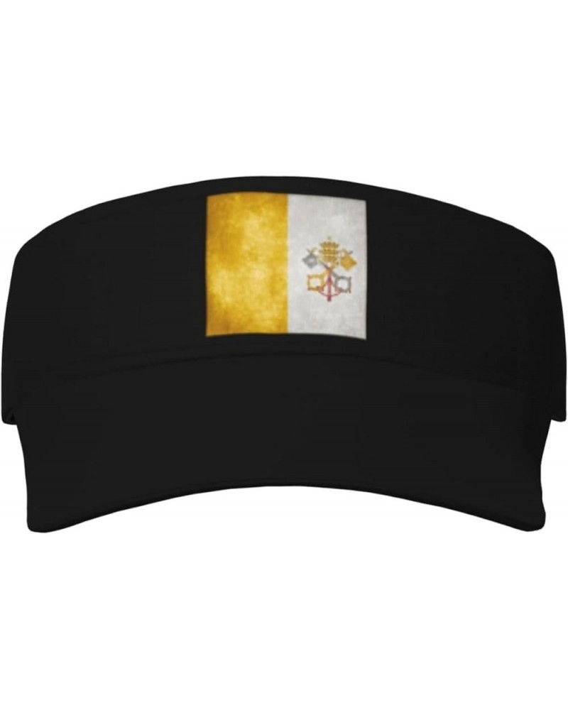 Flag of Vatican City Sports Sun Visor Hats Adjustable Sun Visor Caps Black $12.67 Visors