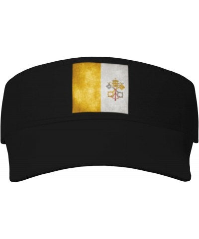 Flag of Vatican City Sports Sun Visor Hats Adjustable Sun Visor Caps Black $12.67 Visors