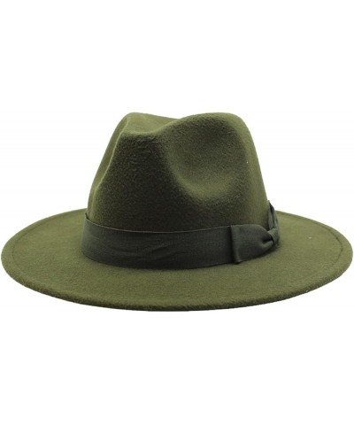 Autumn Wool Fedora Hat for Women Solid Formal Wedding Decorate Man Panamas Street Dance Cap Fedoras Armygreen2 $19.27 Fedoras