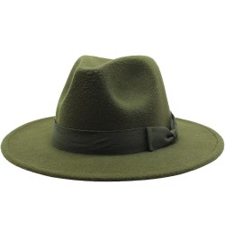 Autumn Wool Fedora Hat for Women Solid Formal Wedding Decorate Man Panamas Street Dance Cap Fedoras Armygreen2 $19.27 Fedoras