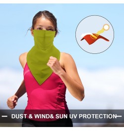 UV Sun Protection Face Cover Scarf Reusable Triangle Scarf Ear Loop Bandana For Women Men Compatible with Green $10.88 Balacl...