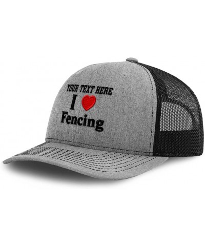 Custom Richardson Trucker Hat I (Love) Fencing Red Heart Hobbies Lovers Heather Grey Black Personalized Text Here $15.74 Base...