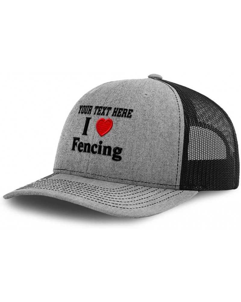 Custom Richardson Trucker Hat I (Love) Fencing Red Heart Hobbies Lovers Heather Grey Black Personalized Text Here $15.74 Base...