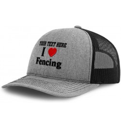 Custom Richardson Trucker Hat I (Love) Fencing Red Heart Hobbies Lovers Heather Grey Black Personalized Text Here $15.74 Base...