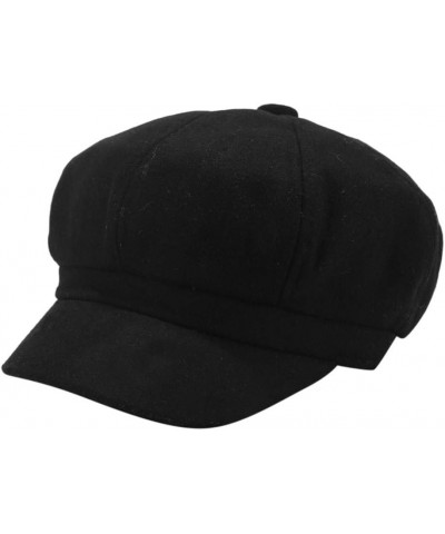 Women's Newsboy Hat Vintage Painter Beret Winter Solid Running Visors for Women Christmas Halloween Black $8.54 Newsboy Caps