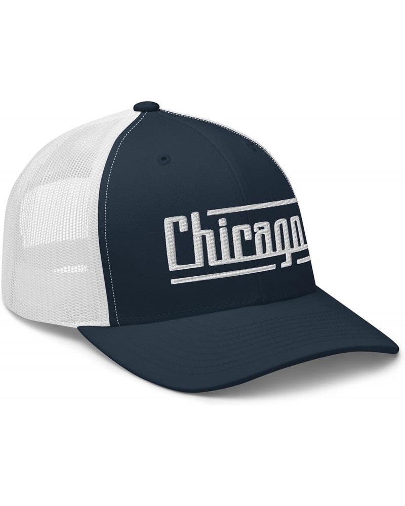 Retro Chicago Trucker Cap Vintage Chicago IL Trucker Hat Navy/ White $14.51 Baseball Caps