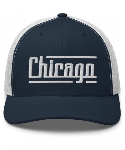 Retro Chicago Trucker Cap Vintage Chicago IL Trucker Hat Navy/ White $14.51 Baseball Caps