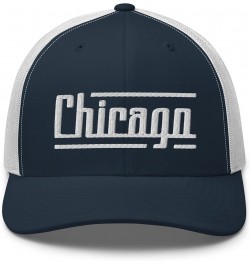 Retro Chicago Trucker Cap Vintage Chicago IL Trucker Hat Navy/ White $14.51 Baseball Caps