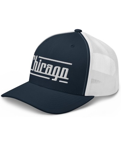 Retro Chicago Trucker Cap Vintage Chicago IL Trucker Hat Navy/ White $14.51 Baseball Caps