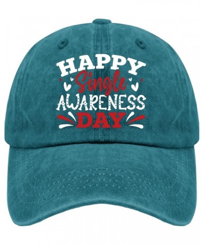 Happy Single Awareness Day hat USA hat Pigment Black dad hat Gifts for Men Cool Hats Cyan Blue $10.19 Cowboy Hats