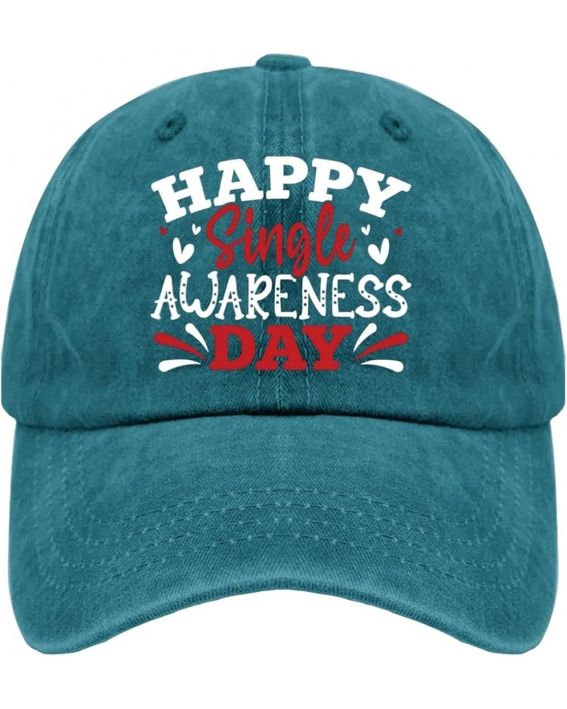 Happy Single Awareness Day hat USA hat Pigment Black dad hat Gifts for Men Cool Hats Cyan Blue $10.19 Cowboy Hats