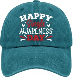 Happy Single Awareness Day hat USA hat Pigment Black dad hat Gifts for Men Cool Hats Cyan Blue $10.19 Cowboy Hats