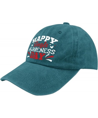 Happy Single Awareness Day hat USA hat Pigment Black dad hat Gifts for Men Cool Hats Cyan Blue $10.19 Cowboy Hats