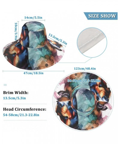 Wide Brim Sun Hat Doberman-Rottweiler-Watercolor Foldable Beach Hat Bucket Hat Black $14.60 Sun Hats