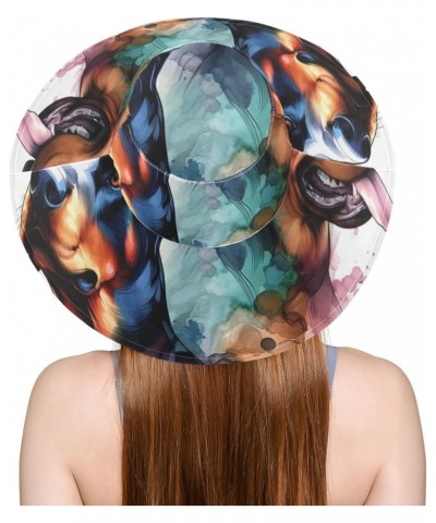 Wide Brim Sun Hat Doberman-Rottweiler-Watercolor Foldable Beach Hat Bucket Hat Black $14.60 Sun Hats