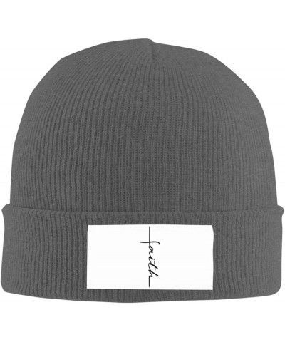 Faith Cross Script Christian Jesus Black Beanie Hat Women Skull Cap Men Knit Hat Winter Slouchy Hat Knitted Hat Black Deep He...