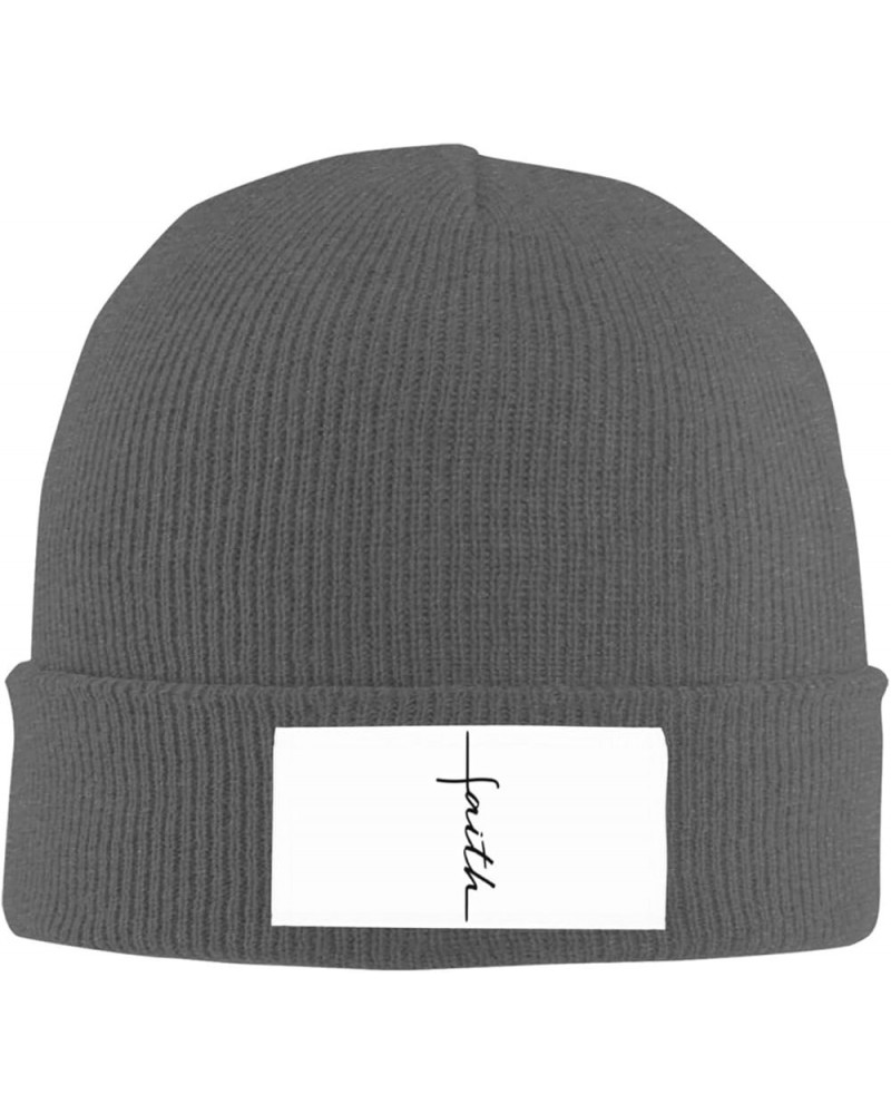 Faith Cross Script Christian Jesus Black Beanie Hat Women Skull Cap Men Knit Hat Winter Slouchy Hat Knitted Hat Black Deep He...