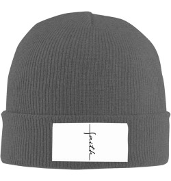 Faith Cross Script Christian Jesus Black Beanie Hat Women Skull Cap Men Knit Hat Winter Slouchy Hat Knitted Hat Black Deep He...