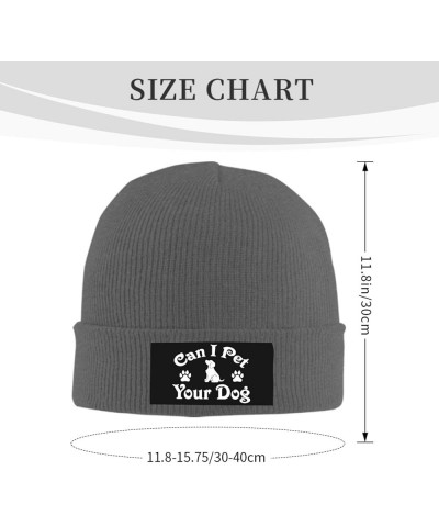 Can I Pet Your Dog Cuffed Beanie Hat Winter Warm Soft Acrylic Men's Knit Hats Skull Cap Deep Heather $11.68 Skullies & Beanies