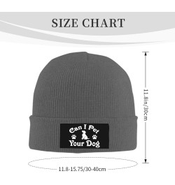 Can I Pet Your Dog Cuffed Beanie Hat Winter Warm Soft Acrylic Men's Knit Hats Skull Cap Deep Heather $11.68 Skullies & Beanies