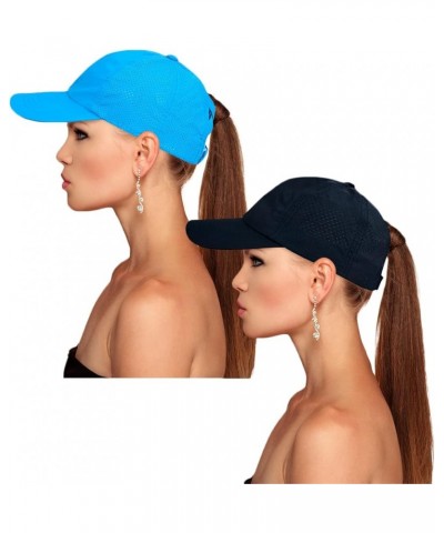 Cross Hat Womens Baseball Cap -Cross Ponytail Hat Baseball Cap 2pcs- Blue and Black $9.82 Baseball Caps