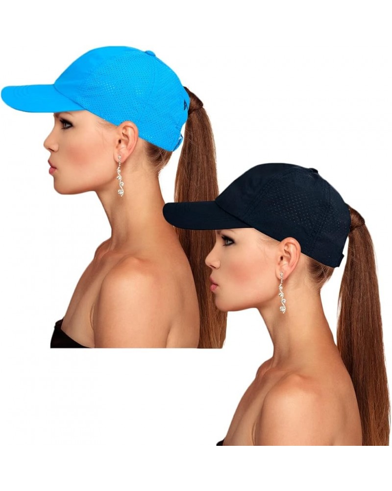 Cross Hat Womens Baseball Cap -Cross Ponytail Hat Baseball Cap 2pcs- Blue and Black $9.82 Baseball Caps