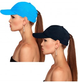 Cross Hat Womens Baseball Cap -Cross Ponytail Hat Baseball Cap 2pcs- Blue and Black $9.82 Baseball Caps