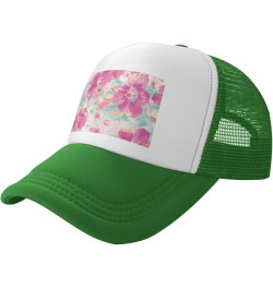 Watercolor Textured Flower Baseball Hats for Men - Mens Trucker Hats - Trucker Hats for Men Green $10.90 Baseball Caps