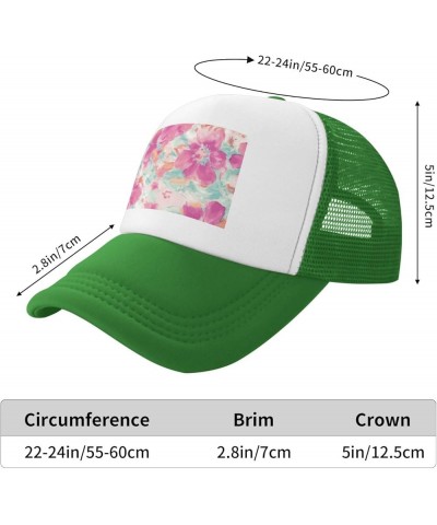 Watercolor Textured Flower Baseball Hats for Men - Mens Trucker Hats - Trucker Hats for Men Green $10.90 Baseball Caps