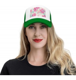 Watercolor Textured Flower Baseball Hats for Men - Mens Trucker Hats - Trucker Hats for Men Green $10.90 Baseball Caps