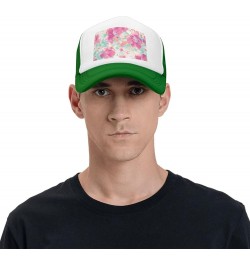 Watercolor Textured Flower Baseball Hats for Men - Mens Trucker Hats - Trucker Hats for Men Green $10.90 Baseball Caps