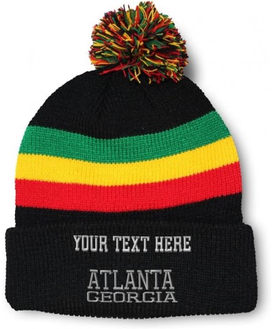 Custom Pom Pom Beanies for Women Georgia Atlanta America USA Embroidery Skull Cap Acrylic 1 Size Rasta Personalized Text Here...