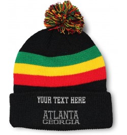 Custom Pom Pom Beanies for Women Georgia Atlanta America USA Embroidery Skull Cap Acrylic 1 Size Rasta Personalized Text Here...