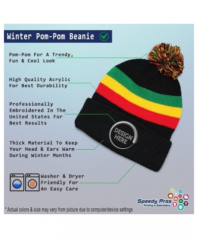 Custom Pom Pom Beanies for Women Georgia Atlanta America USA Embroidery Skull Cap Acrylic 1 Size Rasta Personalized Text Here...