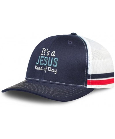 Trucker Baseball Cap It's A Jesus Kind of Day Cotton Dad Hats for Men & Women Navy White Stripes $11.61 Baseball Caps