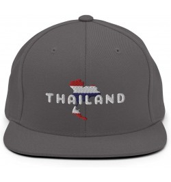 Thai Flag of Thailand (Embroidered) Snapback Baseball Hat Dark Grey $19.01 Baseball Caps