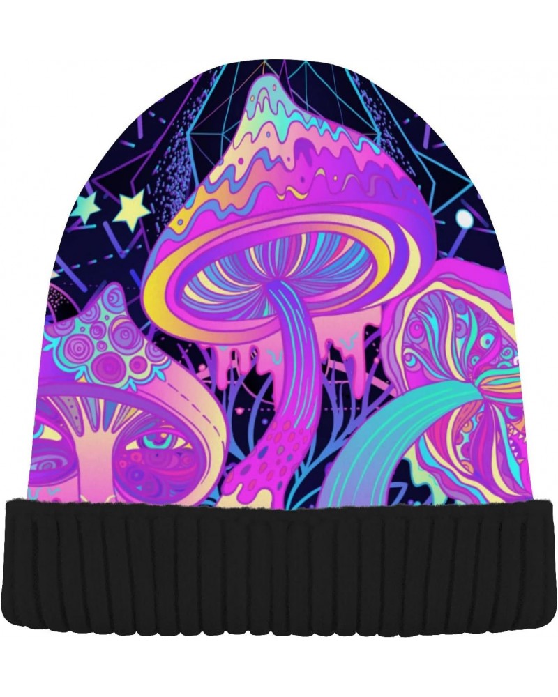 Rainbow Mushroom Moon Star Witchery Beanie for Women Men Winter Hat Reversible Skull Cuffed Knit Cap $12.41 Skullies & Beanies