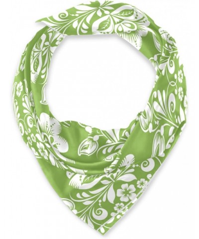 Spring Green Floral Large Square Scarves Silk Scarf Kerchief Hair Scarves Neckerchief Headscarves Bandanas Shawl Wraps for Wo...